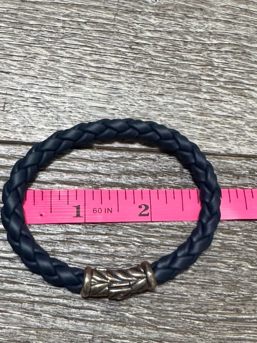 GIFTABLE David Yurman Braided Leather Bracelet with Silver-Tone Clasp - Navy NWT